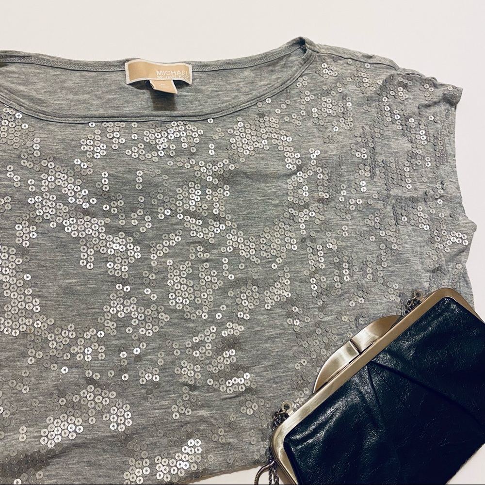 MICHAEL by Micheal Kors heather grey sequin pattern T-shirt